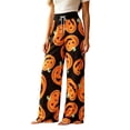 thumbnail image 1 of CONZONE Halloween Womens Pajama Pants Wide Leg Elastic Waist Drawstring Womens Lounge Pants Hallowmas Printed Soft Sleepewear Pjs Bottoms with Pockets, 1 of 4