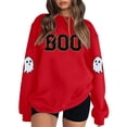 thumbnail image 1 of CONZONE Halloween Womens Sweatshirts Letter Ghost Graphic Oversized Sweatshirt for Women Spooky Season Fall Winter Pullover Tops, 1 of 5