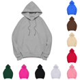 thumbnail image 1 of CONZONE Hoodies For Women Long Sleeve Drawstring Hooded Sweatshirts For Women Solid Color Casual Fall Winter Pullover Womens Hoodies With Pocket, 1 of 4