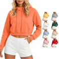 thumbnail image 1 of CONZONE Hoodies For Women Long Sleeve Drawstring Hooded Sweatshirts For Women Solid Color Trendy Fall Winter Pullover Womens Hoodies With Pocket, 1 of 5