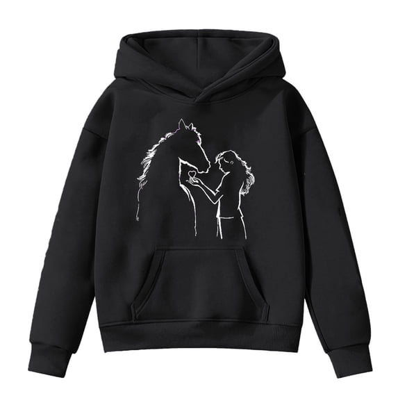 CONZONE Hoodies for Toddler Girls Long Sleeve Hooded Sweatshirts for Girls Graphic Cozy Fall Winter Pullover Hoodies With Pocket Size 4-5 Years