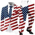 thumbnail image 1 of CONZONE Independence Day Mens 2 Peice Suit Set Usa 250Th Anniversary Suits for Men Patriotic Usa Star Striped Long Sleeve Blazer Pants Cozy July 4Th Dress Outfits, 1 of 4