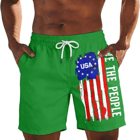 CONZONE Independence Day Mens Casual Shorts Elastic Waist Drawstring 4Th Of July Shorts For Men Patriotic Usa Flag Graphic Lightweight Loose Fit July 4Th Shorts With Pockets