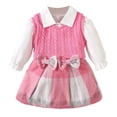 thumbnail image 1 of CONZONE Infant Girls Outfits 3 Piece Set Long Sleeve Warm Vest Sweater Shirt and Plaid Skirt Soft Fall Winter Clothes for Girls Size 1-2 Years, 1 of 8