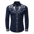 thumbnail image 1 of CONZONE Kids Boys Tops Long Sleeved Lapel Button Down Graphic Print Fashionable Tee Navy Size 4-5 Years, 1 of 4