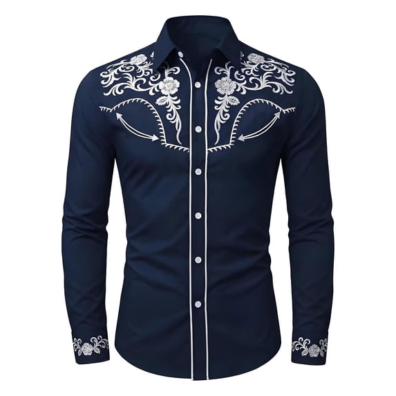 CONZONE Kids Boys Tops Long Sleeved Lapel Button Down Graphic Print Fashionable Tee Navy Size 4-5 Years