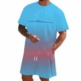 thumbnail image 1 of CONZONE Italy Day Men's 2 Pieces Outfits Gradient Color Short Sleeve T-Shirts Shorts Set for Men Breathable Summer Tracksuit, 1 of 4