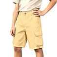 thumbnail image 1 of CONZONE Kids Boys Cargo Shorts Casual Chino Shorts For Child Buttons Solid Color Wide Leg Shorts With Pockets, 1 of 4