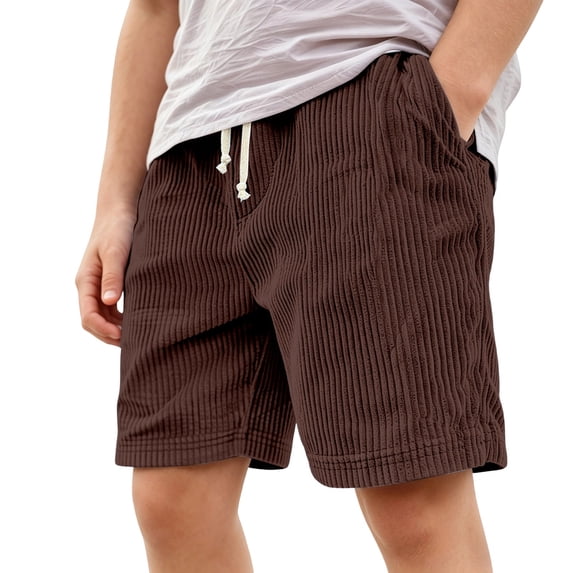 CONZONE Kids Boys Corduroy Shorts Vintage Ribbed Shorts For Child Elastic Waist Solid Color Outdoor Shorts With Pockets