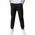 thumbnail image 1 of CONZONE Kids Boys Cotton Linen Pants Straight Leg Casual Pants for Child Elastic Waist School Athletic Jogger Pants with Pockets, 1 of 8