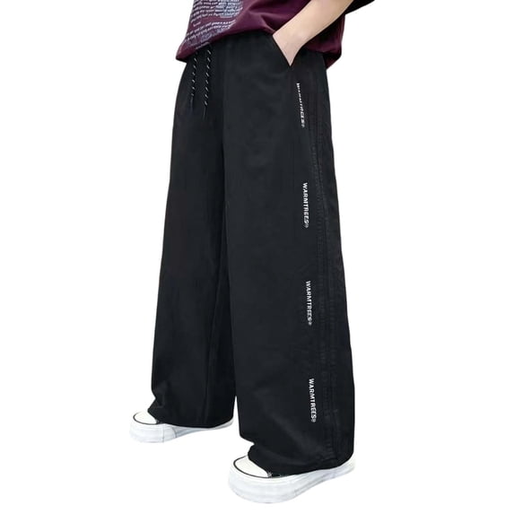 CONZONE Kids Boys Pants Wide Leg Casual Pants for Child Elastic Waist Lightweight Fall Winter Athletic Jogger Pants with Pockets