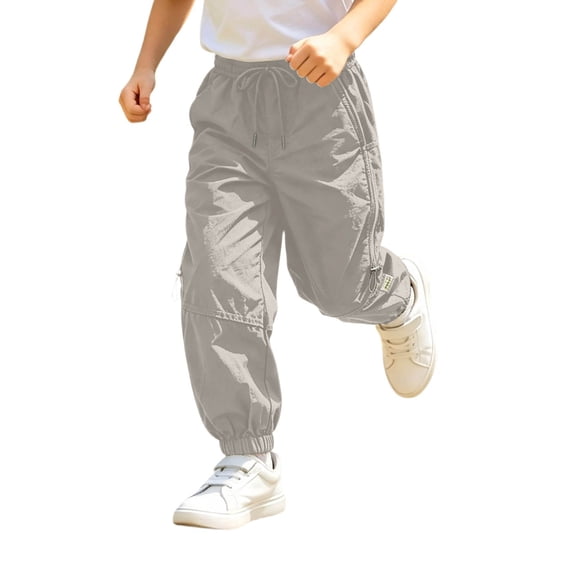 CONZONE Little Boys Baggy Pants Wide Leg Jogger Pants for Boys Drawstring Fall Athletic Trousers with Pockets