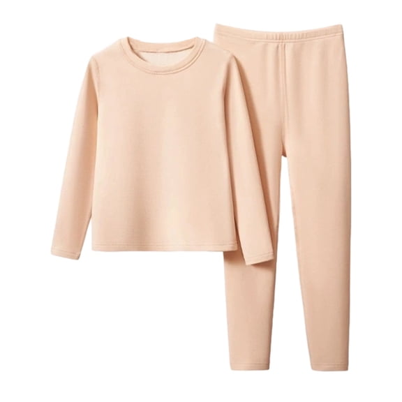 CONZONE Little Boys Girls Thermal Underwear Set Long Sleeve Solid Color Base Layer Tops Pants 2Pcs Pjs Sets Warm Cozy Fall Winter Long Johns For Children