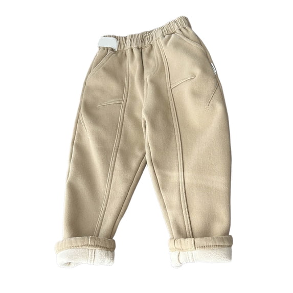 CONZONE Little Boys Thick Pants Wide Leg Baggy Pants for Boys Drawstring Thermal Winter Trousers with Pockets