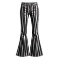 thumbnail image 1 of CONZONE Little Girls Bootcut Pants Striped Print Flared Pants for Girls Mid Waist Trendy Fall School Trousers with Pockets Size 5-6 Years, 1 of 5