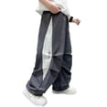 thumbnail image 1 of CONZONE Little Boys Workout Pants Elastic Waist Baggy Joggers for Child Patchwork Wide Leg Fall Lightweight Trousers with Pockets Size 6-7 Years, 1 of 5