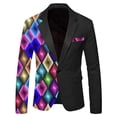 thumbnail image 1 of CONZONE Mardi Gras Men's Blazer Casual Suit Jacket for Men Fashion Graphic One Button Elegant Slim Fit Carnival Dress Jacket for Performance,Prom,Wedding, 1 of 3