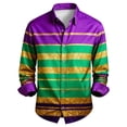thumbnail image 1 of CONZONE Mardi Gras Men's Buttons Down Shirts Long Sleeve Shirts for Men Trendy Carnival Colorful Graphic Lapel Soft Lightweight Tops, 1 of 3