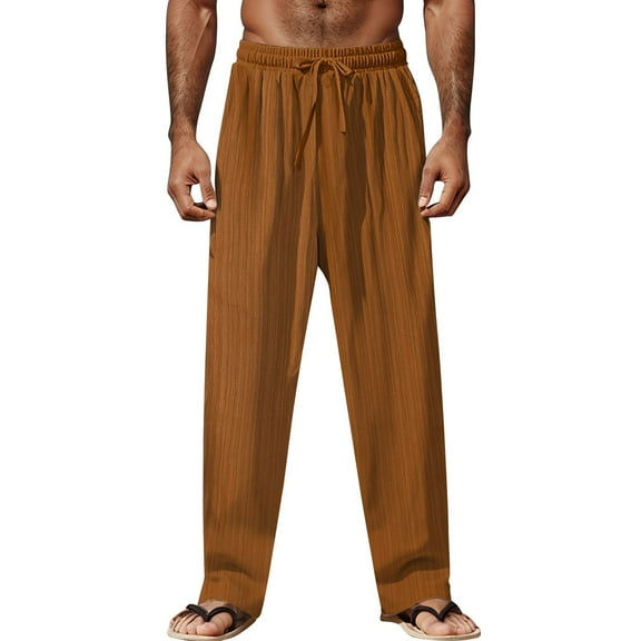 CONZONE Men'S Baggy Pants Casual Wide Leg Pants for Men Solid Color Elastic Waist Drawstring Soft Cozy Athletic Joggers With Pockets