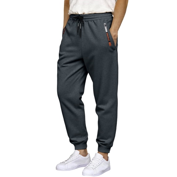 CONZONE Men'S Baggy Sweatpants Casual Wide Leg Fleece Sweat Pants for Men Solid Color Elastic Waist Drawstring Soft Cozy Athletic Joggers With Pockets