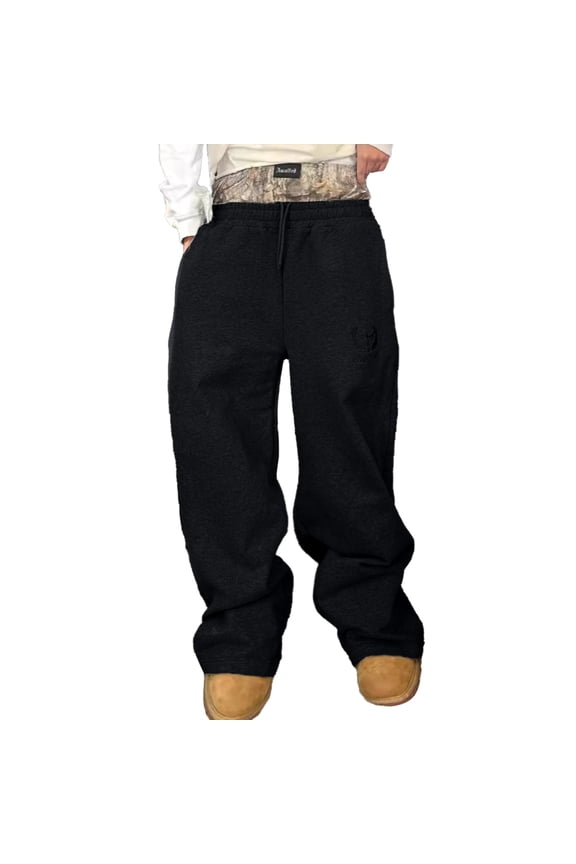 Men'S Baggy Sweatpants Casual Wide Leg Sweat Pants for Men Fashion Graphic Elastic Waist Drawstring Soft Cozy Athletic Joggers With Pockets