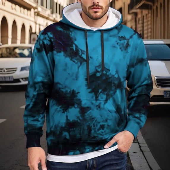 CONZONE Men's Hoodies Long Sleeve Pullover Hoodie for Men Graphic Y2K Hooded Sweatshirts With Pocket
