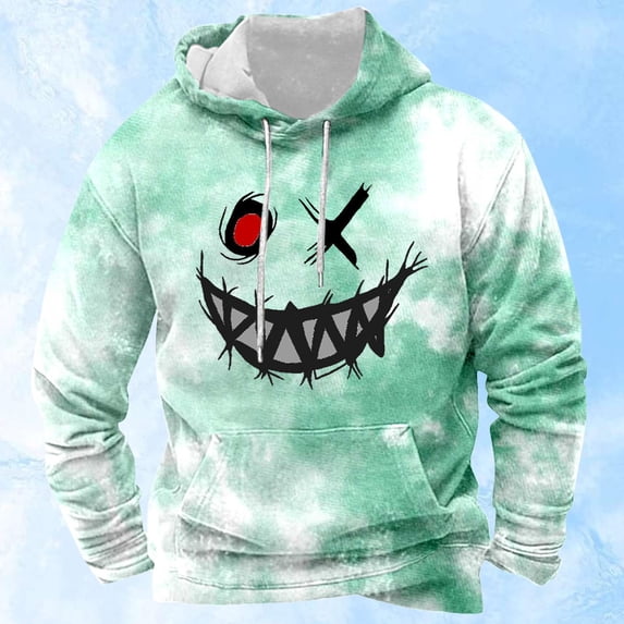 CONZONE Men's Hoodies Long Sleeve Pullover Hoodie for Men Graphic Y2K Hooded Sweatshirts With Pocket