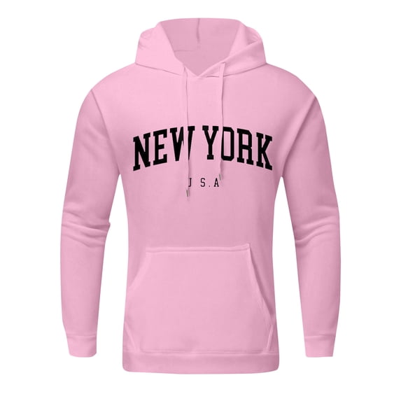 CONZONE Men's Hoodies Long Sleeve Pullover Hoodie for Men Letter Graphic Y2K Hooded Sweatshirts With Pocket