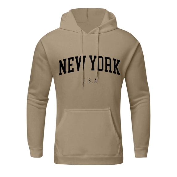 CONZONE Men's Hoodies Long Sleeve Pullover Hoodie for Men Letter Graphic Y2K Hooded Sweatshirts With Pocket