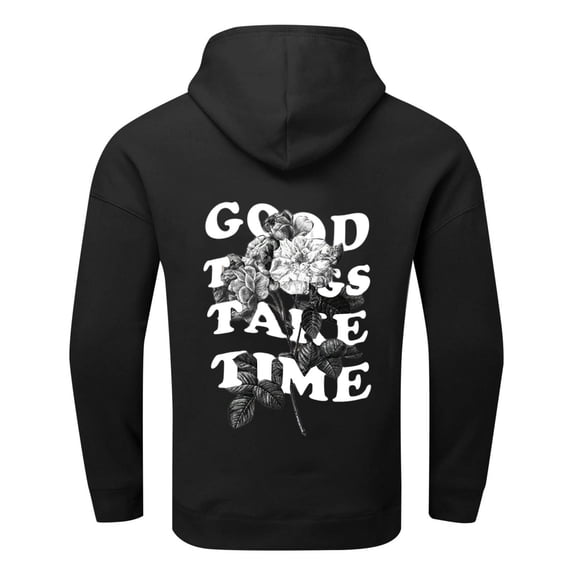 CONZONE Men's Hoodies Long Sleeve Pullover Hoodie for Men Rose Graphic Y2K Hooded Sweatshirts With Pocket