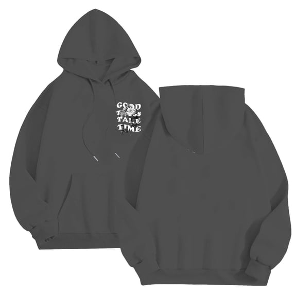 CONZONE Men's Hoodies Long Sleeve Pullover Hoodie for Men Rose Graphic Y2K Hooded Sweatshirts With Pocket