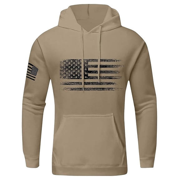 CONZONE Men's Hoodies Long Sleeve Pullover Hoodie for Men Usa Flag Graphic Hooded Sweatshirts With Pocket