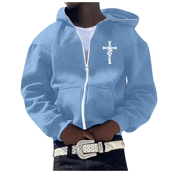 CONZONE Men's Hoodies Long Sleeve Pullover Hoodie for Men Zip Up Graphic Y2K Fall Hooded Sweatshirts With Pocket