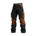 thumbnail image 1 of CONZONE Men'S Retro Cargo Pants Casual Wide Leg Hiking Pants for Men Patchwork Color Buttons Soft Cozy Athletic Joggers With Pockets, 1 of 3