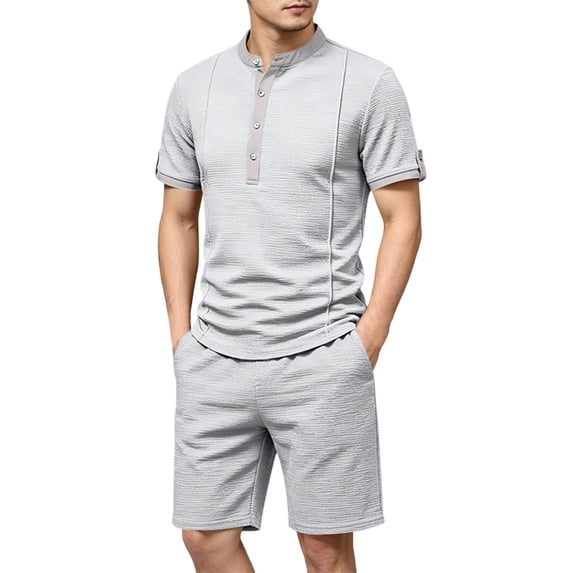 CONZONE Men's 2 Pieces Outfits Solid Color Short Sleeve T-Shirts Shorts Set for Men Breathable Summer Tracksuit