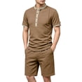 thumbnail image 1 of CONZONE Men's 2 Pieces Outfits Solid Color Short Sleeve T-Shirts Shorts Set for Men Breathable Summer Tracksuit, 1 of 4