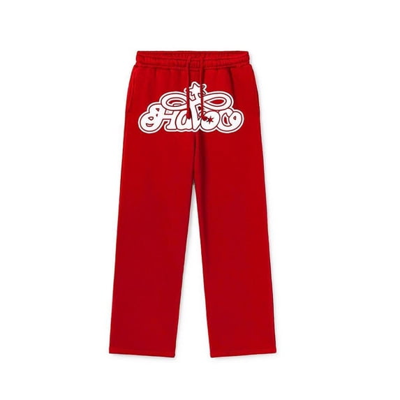 CONZONE Men's Baggy Pants Wide Leg Sweatpants for Men Casual Graphic Print Hip Hop Soft Loose Fit Fall Winter Trousers With Elastic Waistband