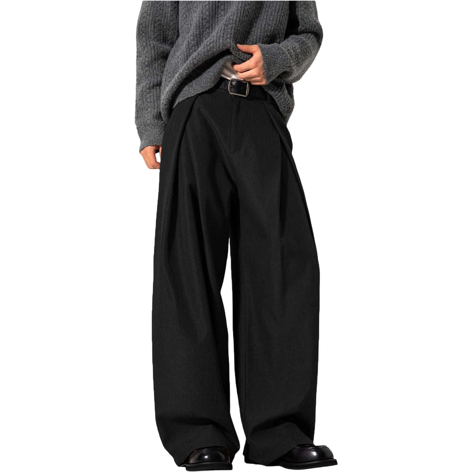 CONZONE Men's Baggy Suit Pants Wide Leg Dress Pants for Men Trendy ...