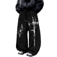 thumbnail image 1 of CONZONE Men's Baggy Sweatpants Gothic Wide Leg Sweat Pants for Men Trendy Elastic Waist Graphic Y2K Streetwear Joggers Pant With Pockets, 1 of 5