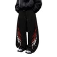 thumbnail image 1 of CONZONE Men's Baggy Sweatpants Gothic Wide Leg Sweat Pants for Men Trendy Elastic Waist Graphic Y2K Streetwear Joggers Pant With Pockets, 1 of 5