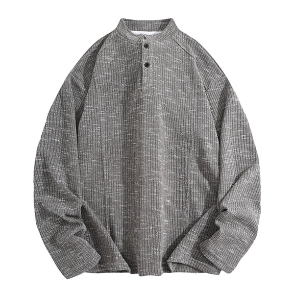 CONZONE Men's Base T-Shirts Long Sleeve T Shirts for Men Casual Crew Neck Letter Graphic Y2K Warm Tees Soft Cozy Half Buttons Tops