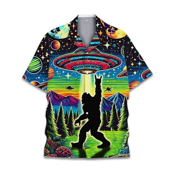 CONZONE Men's Buttons Down Shirts Short Sleeve Shirts For Men Trendy Casual Graphic Hawaii Lapel Soft Lightweight Tops