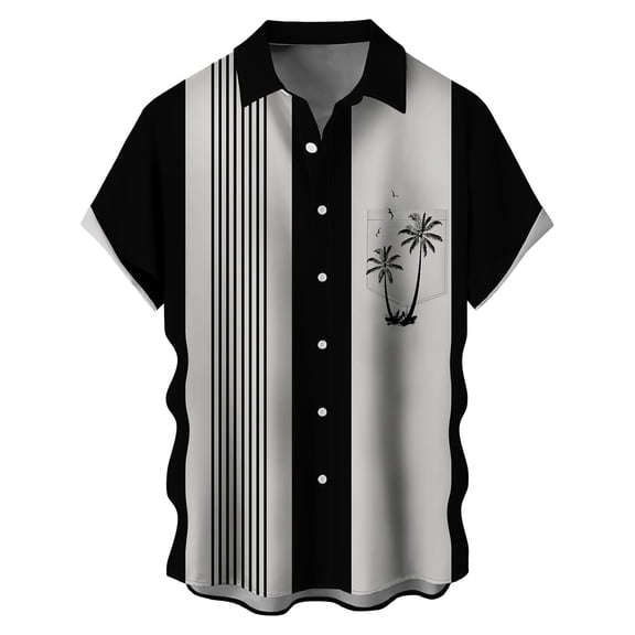 CONZONE Men's Buttons Down Shirts Short Sleeve Shirts For Men Trendy Casual Graphic Hawaii Lapel Soft Lightweight Tops