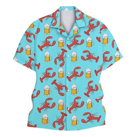 CONZONE Men's Buttons Down Shirts Short Sleeve Shirts For Men Trendy Casual Graphic Hawaii Lapel Soft Lightweight Tops