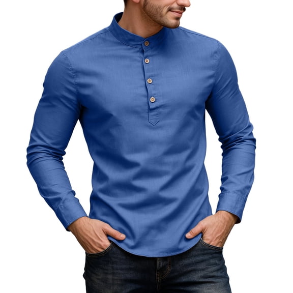 CONZONE Men's Buttons Down Suit Shirts Long Sleeve Dress Shirts For Men Trendy Solid Color Lapel Soft Lightweight Tops