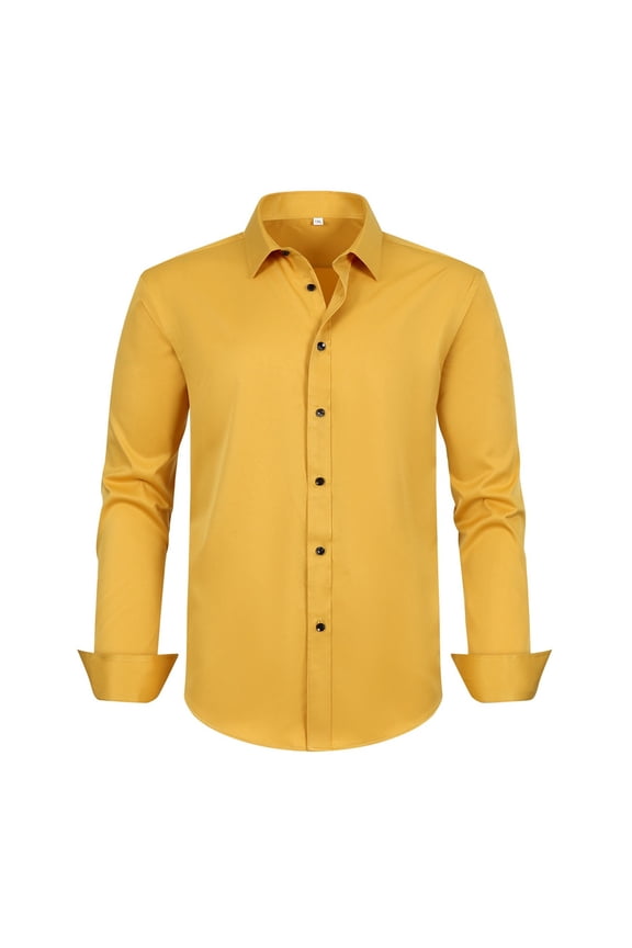 Men's Buttons Down Suit Shirts Long Sleeve Dress Shirts For Men Trendy Solid Color Plus Size Lapel Soft Lightweight Business Tops