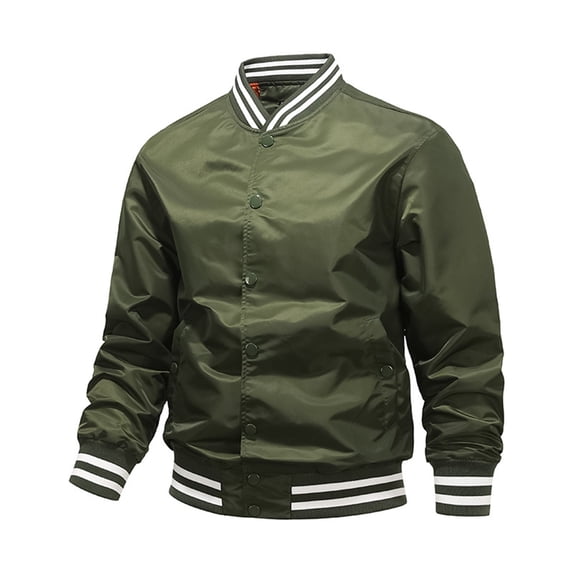 CONZONE Men's Casual Bomber Jacket Buttons Baseball Jacket for Men Lightweight Graphic Fall Streetwear Jackets With Pockets