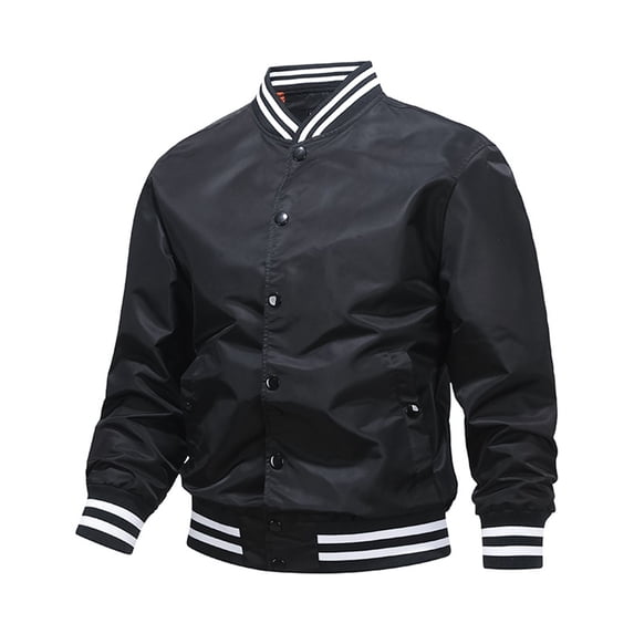 CONZONE Men's Casual Bomber Jacket Buttons Baseball Jacket for Men Lightweight Graphic Fall Streetwear Jackets With Pockets