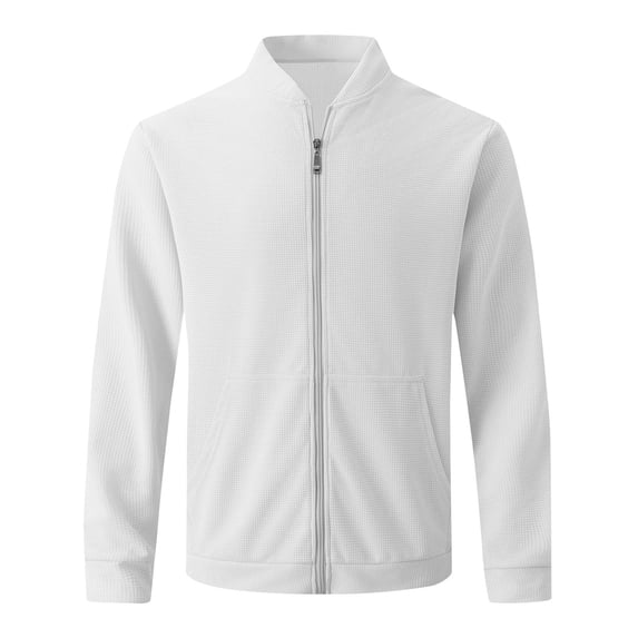 CONZONE Men's Casual Jacket Full Zip Up Waffle Jacket for Men Lightweight Solid Fall Business Jackets With Pockets