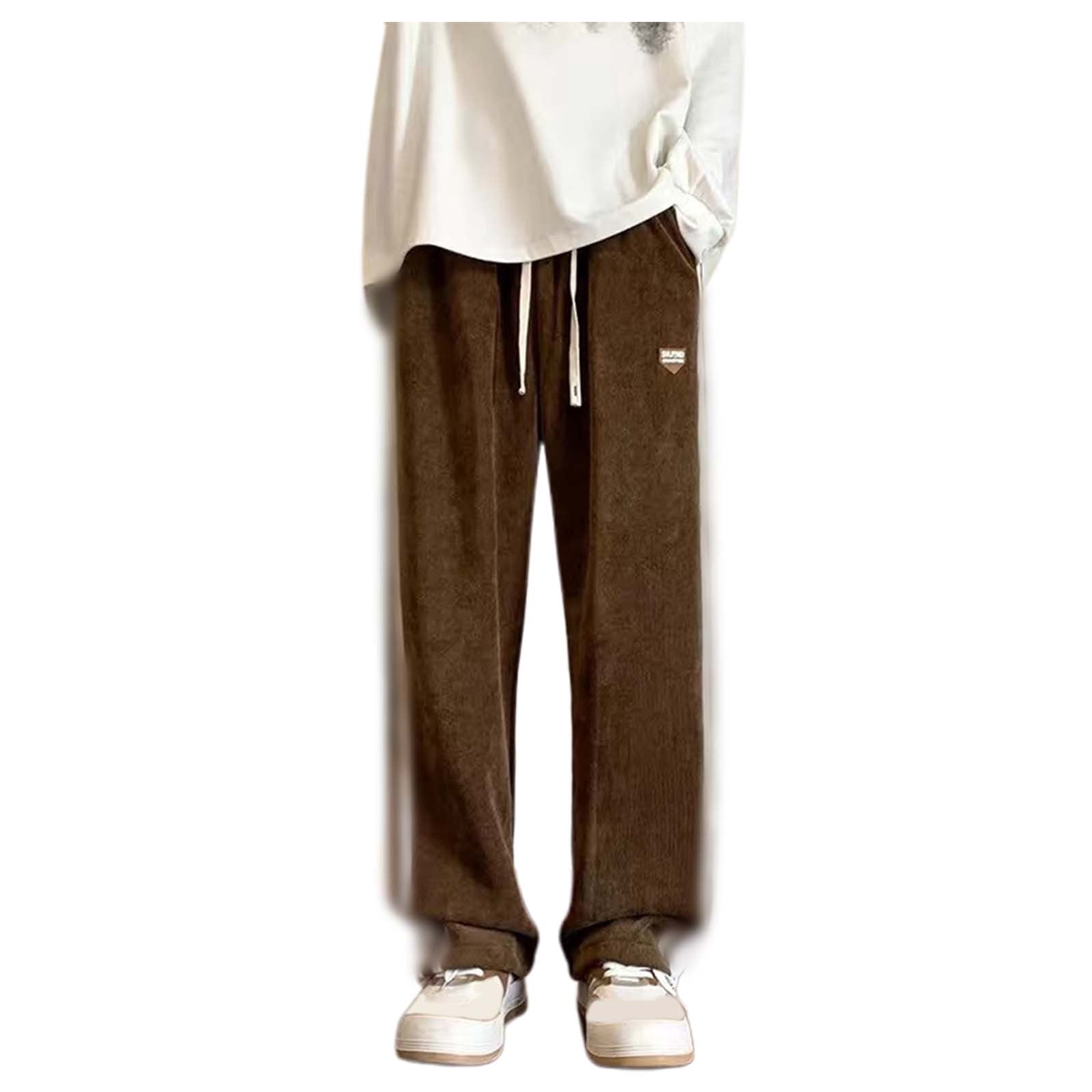 CONZONE Men's Corduroy Corduroy Pants Wide Leg Pants for Men Casual ...